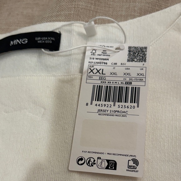 Mango White w/ Fuchsia Stripes Boat-Neck Knitted Sweater/NWT/XXL - Picture 8 of 14